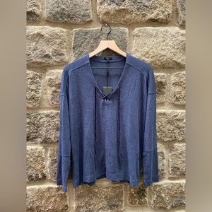 Rails Leigh Heathered Long-Sleeve Top With Velvet Ties Melange Navy size M
